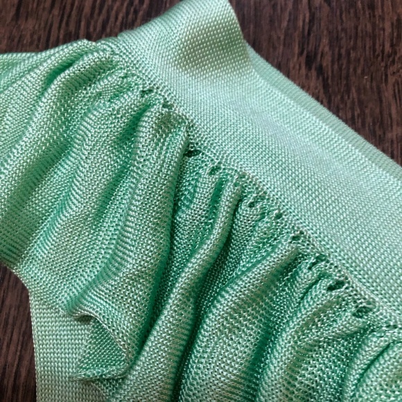 Y2K French Connection Classic One Shoulder Mint Green Bandage Dress - Picture 9 of 17